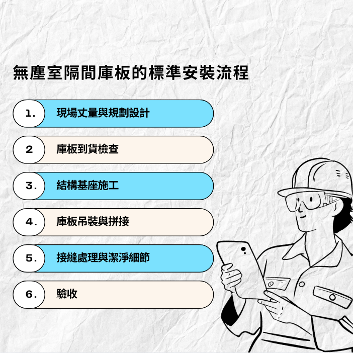 無塵室隔間庫板的標準安裝流程